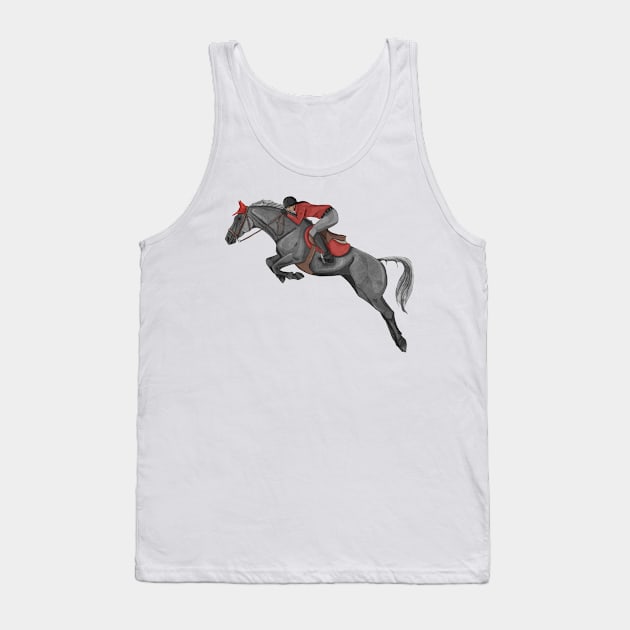 Dapple Grey and Red Show Jumping mare Tank Top by themarementality